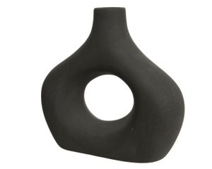 Donut Vase für Pampasgras Porzellan 18,5cm Schwarz Handgefertigt