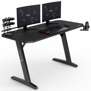 SENSE7 Nomad Classic | Computertisch Gamingtisch Schreibtisch | große Tischplatte 140 x 60 cm | Getränkehalter | Kopfhörerhalter | Kabelorganisator