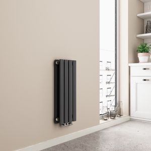 EMKE grzejnik rurowy do pracy z ciepłą wodą podłączenie środkowe pionowy owalny dwuwarstwowy 248 Watt 24x60cm antracyt bez elementu grzejnego