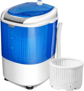 Mini Waschmaschine 2,5 kg, 170W Toploader zum Waschen & Schleudern, mit Abfluss- & Einflussschlauch, einstellbare Betriebszeit, Tragbarer Camping-Waschautomat, blau