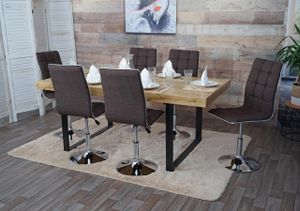 6x Esszimmerstuhl MCW-C41, Stuhl Küchenstuhl, höhenverstellbar drehbar, Stoff/Textil  braun