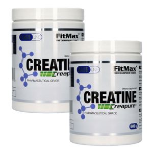 2x FitMax Creatine Creapure® | 600g Pulver je Behälter (insg. 1,2kg) | Kreatin Monohydrat Taurin | Fitness Kraftsport Body Building | Nahrungsergänzungsmittel (2er Pack)