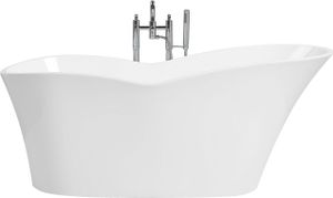 BELIANI Badewanne Sanitäracryl Weiß 170 x 80 cm Freistehend Oval Einzigartig Exklusiv BELIANI Badewanne Sanitäracryl Weiß 170 x 80 cm Freistehend Oval Einzigartig Exklusiv