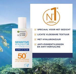 Garnier Ambre Solaire Super UV Anti Pollution Sonnenschutz Fluid mit LSF 50+, Leichte und nicht fettende Sonnencreme mit Hyaluronsäure, 1 x 40 ml