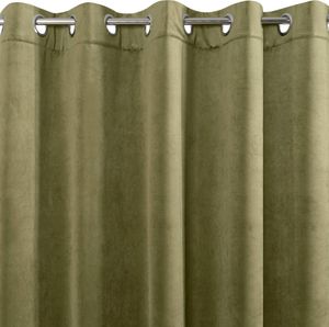 Design 91, Luxusný, zamatový záves s krúžkami - Lavilla, olivový 140 x 250 cm, ZA-315113