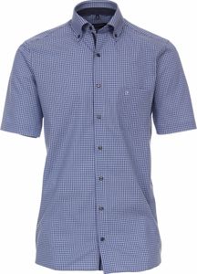 CASAMODA Herren Businesshemd Kurzarm Button-Down Comfort-Fit Blau kariert 42