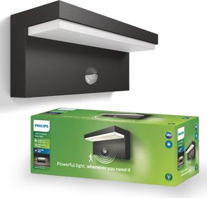 Philips myGarden Kinkiet Bustan 9 W, Oświetlenie zewnętrzne ścienne, Antracyt, Aluminium, Syntetyk, IP44, Ogród, Patio, I
