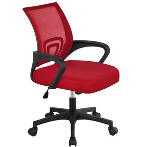 Yaheetech Bürostuhl Schreibtischstuhl ergonomischer Drehstuhl Chefsessel mit Mesh Netz Wippfunktion Rot