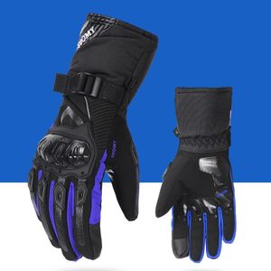 Winter Motorradhandschuhe Herren winddichte Touchscreen-Handschuhe, Blau, L