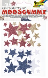 folia Moosgummi Glitter-Sticker "Sterne II" sortiert 40 Stück