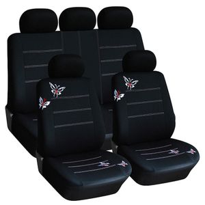 MECO 9er/Set Auto-Sitzbezüge Vordersitze in Schwarz Auto-Sitzbezug Set Universal Auto Innenraum für Vorderseite und Rückseite