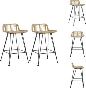 vidaXL Barhocker 2 Stk. Rattan Natur -  Barhocker
