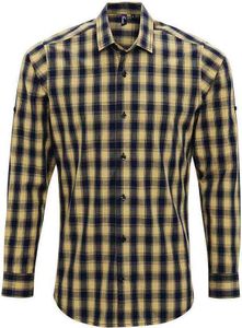 Premier - "Mulligan" Hemd für Herren  Langärmlig RW9291 (XXL) (Camel/Marineblau)