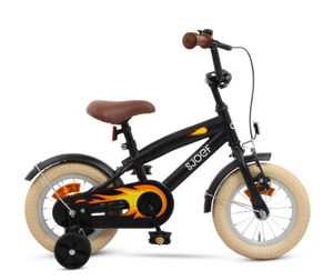 SJOEF Cruise Kinderfahrrad 12 Zoll | Kinder Fahrrad für Jungen / Jugend | Ab 2-8 Jahren | 12 - 20 Zoll | inklusive Stützräder (Matt Schwarz)