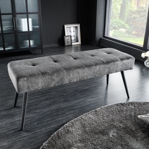 Design Sitzbank BOUTIQUE 100cm dunkelgrau Cord schwarze Metallbeine Design Sitzbank BOUTIQUE 100cm dunkelgrau Cord schwarze Metallbeine