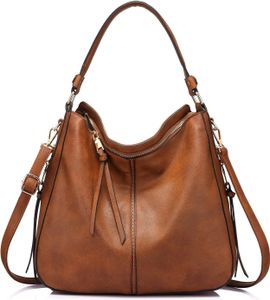 Handtaschen Damen-Umhängetaschen aus Kunstleder Designer-Taschen Hobo-Taschen Große Fransen Braun