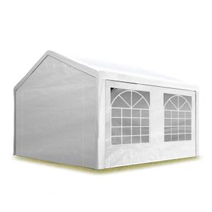 Partyzelt Pavillon 3x4 m in weiß PE Plane 350 N Wasserdicht UV Schutz Festzelt Gartenzelt