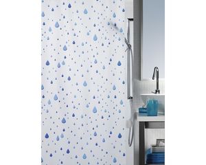 Spirella Anti-Schimmel Duschvorhang "Wassertropfen" Anti-Bakteriell, waschbar, wasserdicht PEVA 180x200cm Blau Weiß