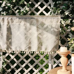 Scheibengardine Boho Vintage Halbtransparent Bistrogardine mit Quaste Kurze Vorhang für Küche Wohnzimmer Schlafzimmer, BxH:100×100cm