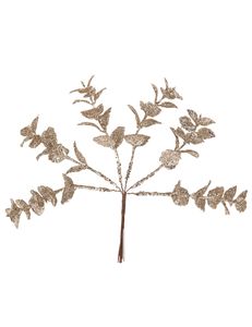 Glamouröser Eukalyptus-Zweig mit Glitzer Weihnachtsdeko goldfarben 17 cm