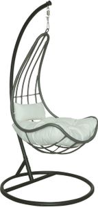 HOME DELUXE - Hängesessel CAMA - Grau, Höhe 200 cm - inkl. Gestell, Sitz- und Rückenkissen I Polyrattan Hängestuhl Gartenschaukel Hängekorb
