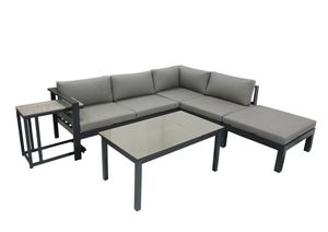 5tlg. Alu Lounge Eckgruppe Garten Sitzgruppe Terrasse Tisch Sofa Couch grau