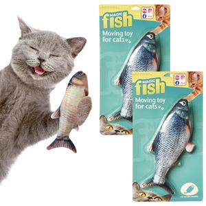Magic Fish das Original - Katzenspielzeug, 2er Set, zappelnder Fisch, mit Minze, USB, Plüsch, 32 cm - aus TV Werbung