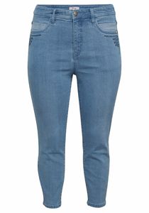 sheego Damen Große Größen Jeans in 7/8-Länge, mit Stickerei vorn Stretch-Jeans Citywear feminin Stickerei unifarben
