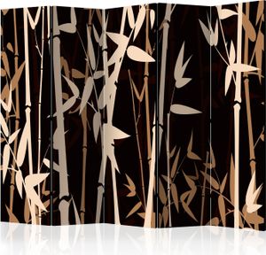 5-teiliger Einseitiger Vlies Paravent - Bamboos II 225x172 cm Orient p-B-0043-z-c