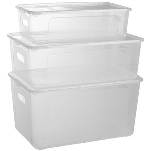 3x Aufbewahrungsbox mit Deckel Kunststoffbox Behälter Plastik Lagerbox Transparent