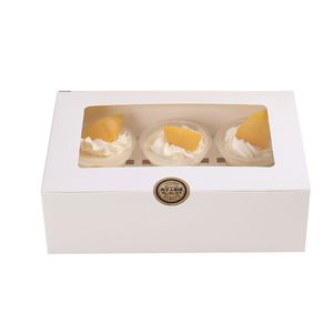 10pcs Kraftpapierpapier -Cupcake -Box -Bäckerei -Kuchenbehälter mit Einsatzscheibenfenster-WeissGröße:4 Cupcake