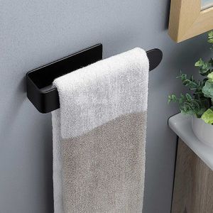 YisibaihTao Věšák na ručníky černý - Věšák na ručníky bez vrtání pro koupelnu nebo kuchyňský kroužek na ručníky