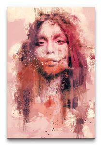 LadyGaga Porträt Abstrakt Kunst Popikone Musikerin Farben 60x90cm Leinwandbild