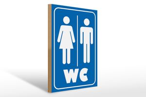 Holzschild Hinweis 30x40cm WC Piktogramm Toilette Wand