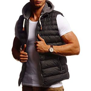 Männer Einfarbig Hoodie Weste Mantel Voller Reißverschluss Ärmellos Warme Taschen Outwear,Farbe: Schwarz,Größe:XXXL