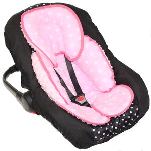 Sitzverkleinerer MINKY Einlage Baby Kind für Auto Kindersitz Babyschale Einsatz 35. Sterne auf Rosa + Rosa