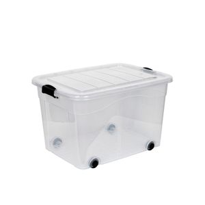 Rollboxen 100 Liter Volumen mit Deckel. In Transparenter Ausführung aus robustem Kunststoff