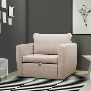 Fernsehsessel Kamel Relaxsessel aus Velours Loungesessel mit Bettfunktion Bettkasten Fernsehen, Farbe: Cappucino, Stoff: Alfa 03