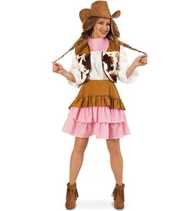 Cowgirl Wilder Westen 3-tlg Kleid Weste Tuch Gr. 38 Karneval Fasching Party