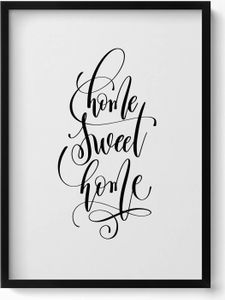 Dekoratives Schild für Wohnung „Home sweet home“– Wandbild mit Rahmen – Gerahmtes Bild  – Wanddekoration – 50x70 cm –  Schwarz Rahmen