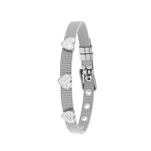 Lucardi - Kinder Kinderarmband mit Herz aus Stahl mit weißem Kristall - Armband - Stahl - Silberfarbig - 20 cm - Nickelfrei