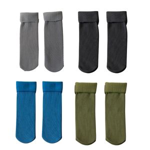 Damen Polyesterfaser Socken Wandersocken Dicke Thermosocken Warme Atmungsaktive Geschenke Wintersocken 4Paar(grau + schwarz + dunkelblau + armeegrün)