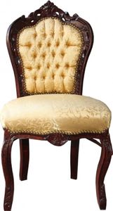 Casa Padrino Barock Esszimmer Stuhl Gold Muster / Braun  - Barock Möbel Antik Stil