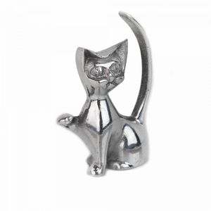 Ringhalter für Schmuck, Katze mit Pfote aus Zinn