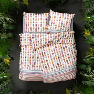 Estella Mako-Satin Bettwäsche 3 teilig Bettbezug 200 x 220 cm Kopfkissenbezug 2 x 80 x 80 cm Rhythm multicolor