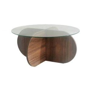 Wohnzimmertisch Dalcibiad, Niedriger Wohnzimmertisch, Kaffeeregal, Couchtisch für Sofa, 75x75h35 cm, Nussbaum