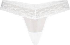 Teyli sieťované tangá s kvetinovou čipkou Leo Female 302 white L