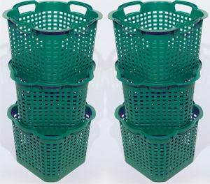 6x Gartenkorb grün 25 L Erntekorb 40cm Drehstapelkorb Laubkorb Kunststoffkorb Mehrzweckkorb Vorratskorb Obstkorb Kartoffelkorb