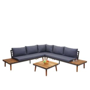 Záhradný set HWC-E97, sedacia súprava lounge set sofa, akáciové drevo s certifikátom MVG, sivá farba