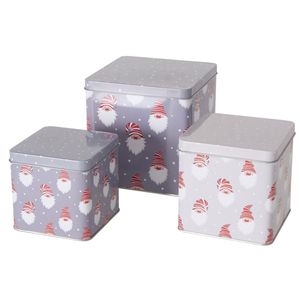 3tlg Set Gebäckdose Knuffel 11-15cm aus Metall Plätzchen-Box Weihnachts-Kekse